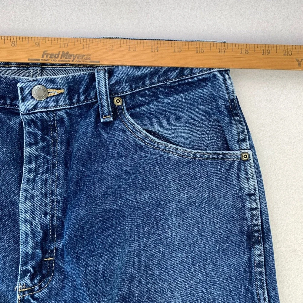 Wrangler Jeans‎ Mens 36x32 Dark Denim Regular Fit Western Faded Workwear